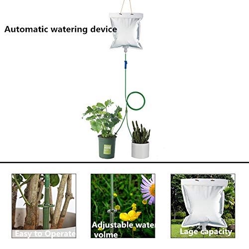 Plant Watering Devices Automatic Watering Irrigation Drippers Bag, Garden Plant Flower Self Watering Spikes Device with Adjustable Flow Rate, Vacations Plant Drip Sprinkler Water Watering Kits (10)