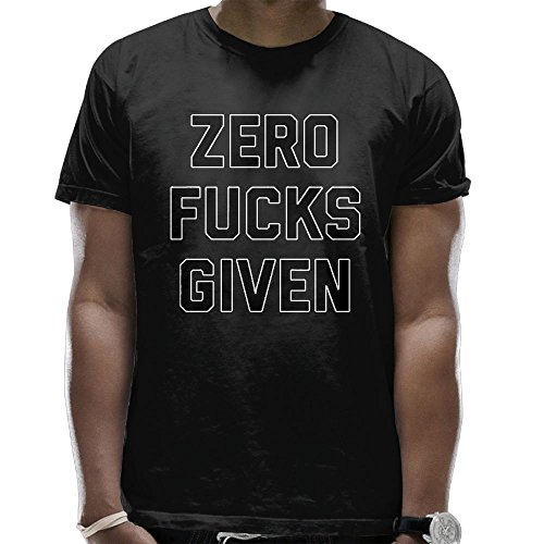 Zero Fucks Given Adult Comfort T-Shirt Short-Sleeve Round Neck Tees Tops Black
