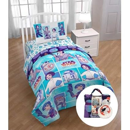 Bed In A Bag Set Includes Reversible Comforter Sheets Flat Fitted Star Wars Forces Of Destiny 5 Piece Twin Bed Set With Bonus Tote And Mini Bb8 Pillow Buddy Pillowcase And