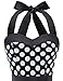 DRESSTELLS Women Vintage 1950s Cocktail Prom Polka Dot Dress, 50s 60s Retro Pinup Formal Wedding Party Halter Rockabilly Swing Dress Black White Dot XL