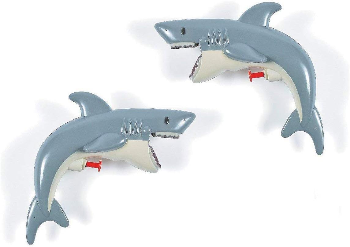 Kicko 2 Pack Shark Water Squirt Gun - 8 Inches - Party Favors for Kids - Bag Stuffers, Fun, Prize, Outdoor, Summer, Toy