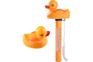 AOWUTUS Duck Thermometer Pool Floating - Swimming Pool Wireless Thermometer, Easy Read Large Size with String, Water Thermometer for Swimming Pool, Submersible Pool, Bath, Spa, Hot Tubs, Fish Ponds