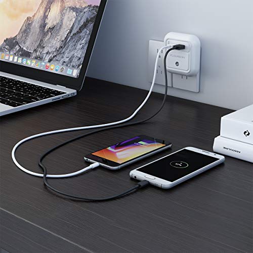 Floureon 12W 2.4A Dual USB Wall Charger Night Light Warm White LED Night Light Plug AC Adapter for iPhone X /8/7 /7 Plus/ 6S/ 6 Plus Samsung Galaxy Note 9, 8, S9, S8