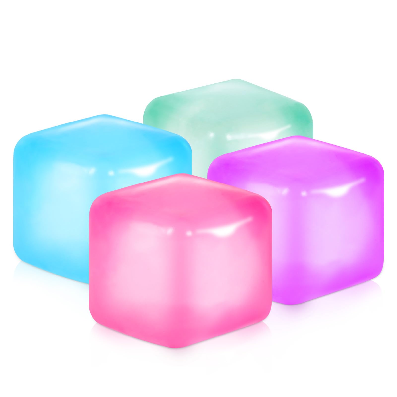 APLIST Squishy Fidget Toys Stress Cube, 4 Pack Solid Ice Cube High Density Malt Sugar Filled, Sensory Anxiety Relief Item for Kids Adults, Quiet Fidgets for Classroom, Calming Toys for ADHD