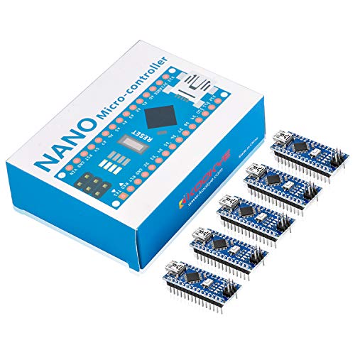KOOKYE 5PCS Nano V3.0 ATMEGA328P Module CH340G 5V 16M Mini USB Micro-Controller Board for Arduino(Nano5)