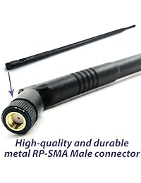 Wi Fi de doble correa 9dBi Antena Booster Omni Directional 2.4 5Ghz 802.11 N b g de largo alcance con conector RP SMA macho) en base magnética (19,5" 50 cm RG174 Cable coaxial)