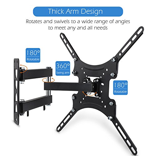 Lunvon TV Wall Mount for Most 13" 15" 17" 20" 22" 23" 24" 27" 30" 32" 38" 40" 42" 45" 48" 50" LED TVs & Screen Monitors Up to 66 LBS, Max VESA 400X400 with Full Motion Articulating Arm & Bubble Level - Thumbnail 4