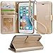 Arae Case for iPhone 6s / iPhone 6, Premium PU Leather Wallet case [Wrist Strap] Flip Folio [Kickstand Feature] with ID&Credit Card Pockets for iPhone 6s / 6 4.7 inch (Champagne Gold)