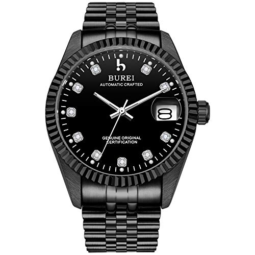 ایگرد | قیمت و خرید BUREI Men's Automatic Watches Mechanical Wrist Watch  Date Display with Sapphire Crystal Rhinestone Markers Stainless Steel Band