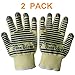 CAREFUNY Revolutionary EN407 Standard Oven Glove, Heat Resistant, Hot Surface Handler Oven Mitt/Grilling Glove, Perfect for Kitchen,540 Degree Resistance, withstands Heat up to 662F(Pack of 2)