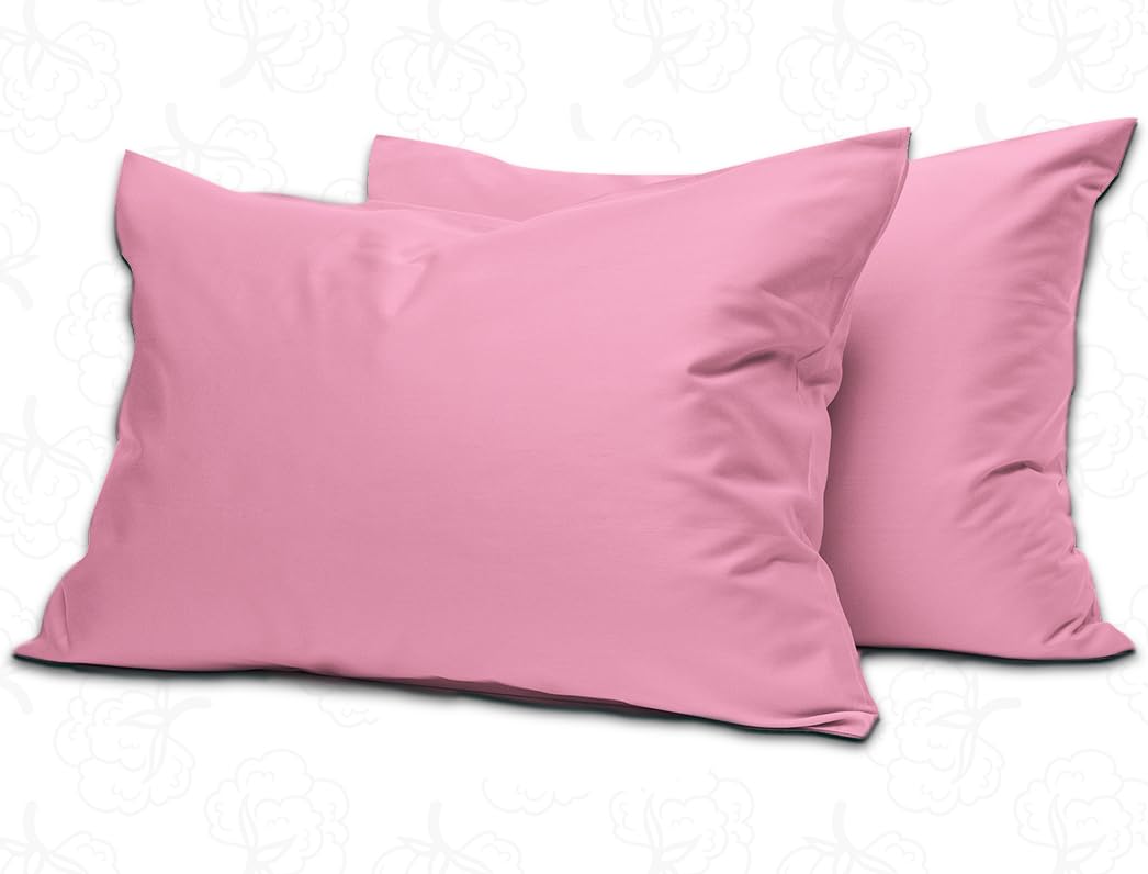 MistyMorning Pillow Cases 2 Pack Soft & Premium Quality Bedding & Linen, Egyptian Cotton 200 Thread Count, Breathable & Envelope Closure in Standard Size (50x75+15 cm) (Pink, Pack of 2) — image 1