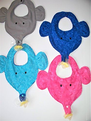 Elephant Baby Bib Pacifier Holder,Plastic Snap Pacifier or Toy Holder Bib,Reversible Baby Bib,Binkie,Num Num Holder,Baby Shower Gift Choice
