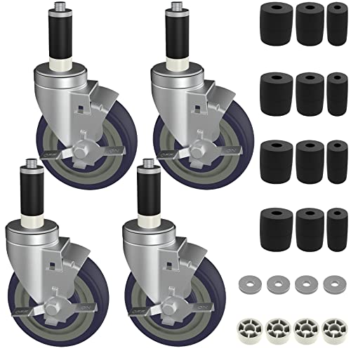 OK5STAR 5 Inch Expanding Stem Caster Wheels Set of 4 for Table Legs