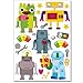 WANDKINGS Wall Stickers Robots Sticker Set – 40 Stickers on 2 US Letter Sheets (Each 8.3 x 11.7 inch)