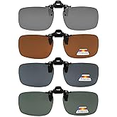 Eyekepper 4 Pack Flip-up Clip-On Sunglasses 59x39 MM Metal Wear Over Glasses