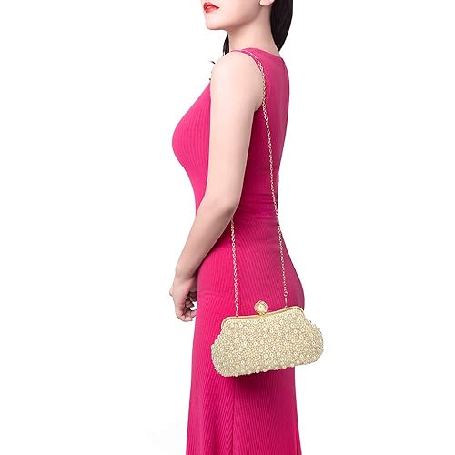 veyiina nero Pearl Clutch for Women, Evening Purse Wedding Bag