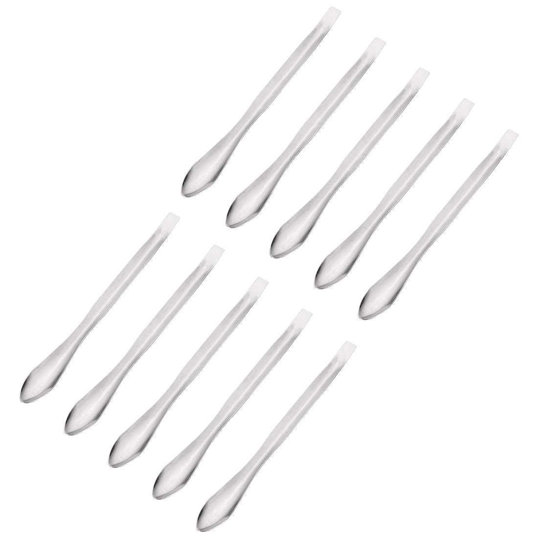 sourcing map Micro Scoop 125mm Stainless Steel Reagent Sampling Lab Spoon Spatulas for Laboratory 10Pcs