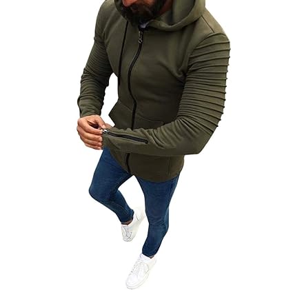 Manadlian Männer Mantel Reißverschluss Hoodie Herbst Winterjacke Jacke Beiläufig Slim Fit Pullover Outwear Herren Hoodies Blu