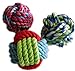 HTKJ Dog Toys Balls(Set of 3) for Small to Medium Large Doggie, Durable Teething Aid Cotton Rope Knot Pet Dog Chew Toys