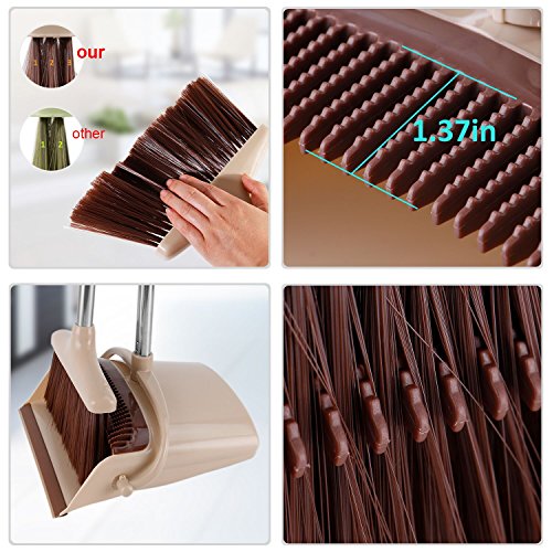 image for Gorich Windproof Broom and dustpan set upright with long handle Great 