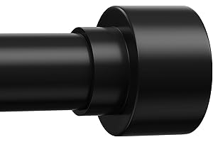 CALCHELE Black Curtain Rods - 1 Inch Heavy Duty Window Curtains Rods 28-62 Inch - Adjustable Farmhouse Curtain Rods for Cafe, Valance, Door, Bedroom, Drapery, Bathroom