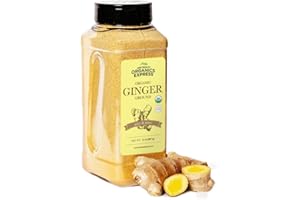 HQOExpress Organic Ground Ginger – Non GMO, Kosher, USDA Certified Organic Ginger Powder – Hot and Spicy Aromatic Seasoning for Baking, Rubs, Marinades and Smoothies, 14 oz. Chef Jar