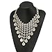Flesser® Women Coins Statement Bib Chunky Choker Necklace Pendant (Silver)