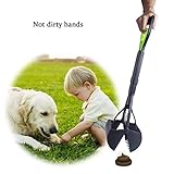 Beinhome Pooper Scoopers 23 inch Long One-Hand Use Foldable Dog Poop Scoop Removal Pet Jaw Scoop Design with Dog Waste Bag, Green