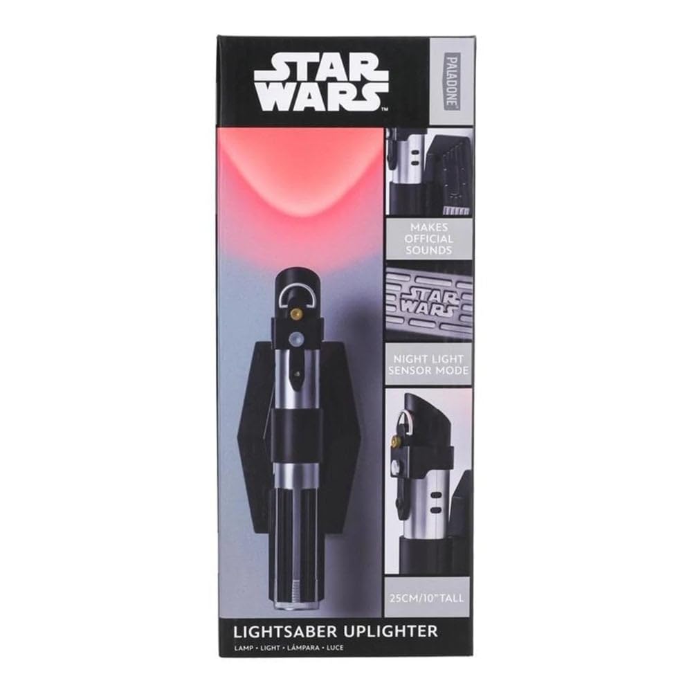 Paladone Star Wars Lightsaber Wall Light - Officially Licensed Uplighter, Featuring Red Light, Sith & Jedi Tribute Collectible Lighting & Decoration, Gift for Lucas Film Fans, Battery Powered