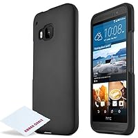HTC One M9 Case, [Black] Slim Grip Rubberized Hard Plastic Case for HTC One M9 + Free KarenDeals Microfiber Cleaning Cloth