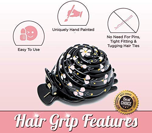 Bun Cover Hair holder, Hand Crafted Hair Clip. This Attractive Hair Accessory Can Be Used As A Bun Maker Or a Hair Grip. Hair Styling for Women For thick and thin hair. 2 Pcs Uniquely Hand Painted.
