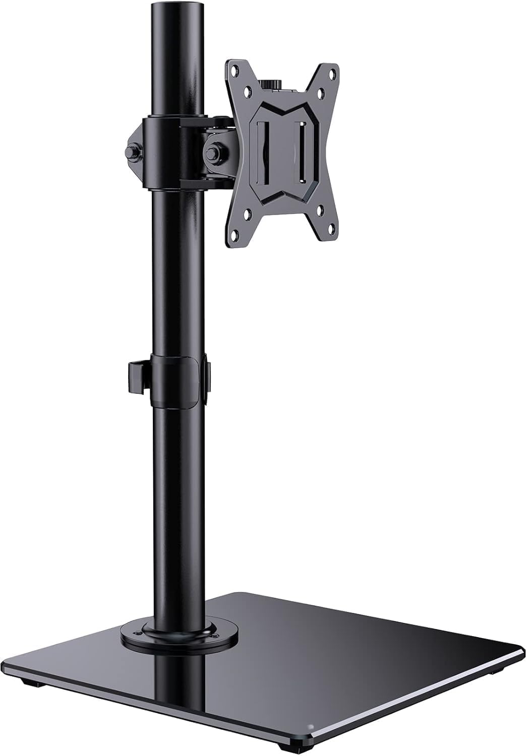 ErGear Single Monitor Stand for 13"-32" Screens, Freestanding Monitor Arm with Tempered Glass Base, VESA Desk Mount with Height Adjustable Swivel, Tilt, Rotation, VESA 75x75 100x100 Gaming