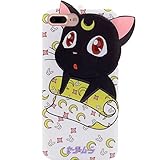 iPhone 8 Plus Case, iPhone 7 Plus Case, MC Fashion Cute Japan Cartoon Sailor Moon Crystal Luna Cat Soft IMD Hybrid TPU Rubber Case for iPhone 7 Plus/ iPhone 8 Plus (Black)