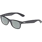Ray-Ban New Wayfarer Classic, Rubber Black Frame/Polarized Green Lens