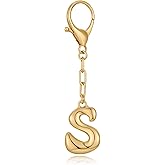WOWORAMA Initial Letter Keychain for Women Chunky Gold Bubble Letter Bag Charm Purse Charm Personalized Keyrings Accessories