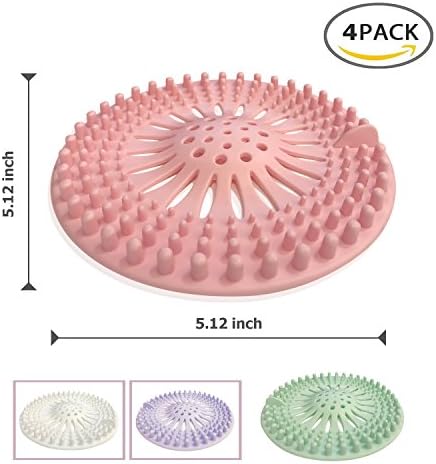 ROCKERX Shower Drain Covers Hair Catcher Hair Stopper for Bathroom and Kitchen, Rubber Sink Strainer Silicone Filter Home Drain Cover (4 Pack)