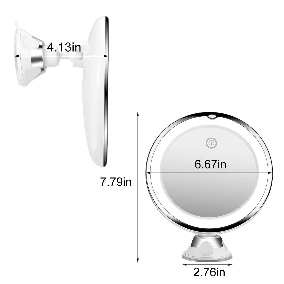 KOOLORBS 10X Magnifying Makeup Mirror with Lights, 3 Color Lighting, Intelligent Switch, 360 Degree Rotation, Powerful Suction Cup, Portable, Good for Tabletop, Bathroom, Traveling: Beauty