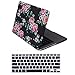 HDE Plastic Hard Shell Case and Keyboard Cover for MacBook Pro 13 with Retina Display (Models: A1425/A1502), Black Flowers
