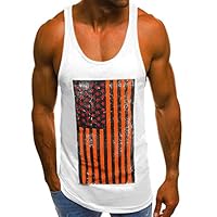 DONGmeijes Men Summer Flag Printed Sports Vest Striped Splice Large Open-Forked Male Vest