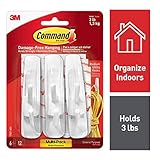 Command 2-packages of 3 lb Capacity White Utility Hooks, 12 hooks total, Decorate Damage-Free, Medium (17001-6ES)