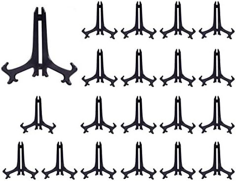 5 Inch Plastic Display Easels Stand Holder, Decorative Plates Picture for Display, or at Store Displays, 20 Counts (5 Inch Black)