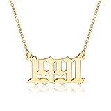 M MOOHAM Birth Year Necklace for Women, Gold 1991