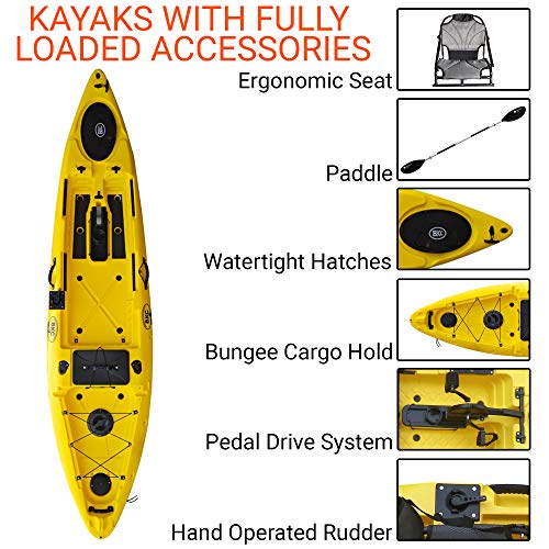 BKC PK12 Angler 12' Solo SitOnTop Fishing Kayak, PropellerDrive w