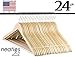 Neaties Wood Hangers 24 Pack - Grade A Wooden Hangers Bulk, Anti-Rust Swivel Hook - Non-Slip Smooth Finish - Double Notch Feature - Durable and Stylish Clothes Hangers Wood (Natural 24 Pack)