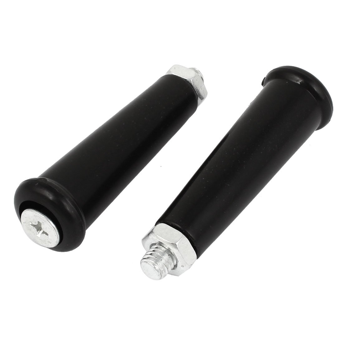 Sourcingmap 2pcs 10mm/0.4" Male Thread Hard Plastic Revolving Handle Grip Phillips Groove Black