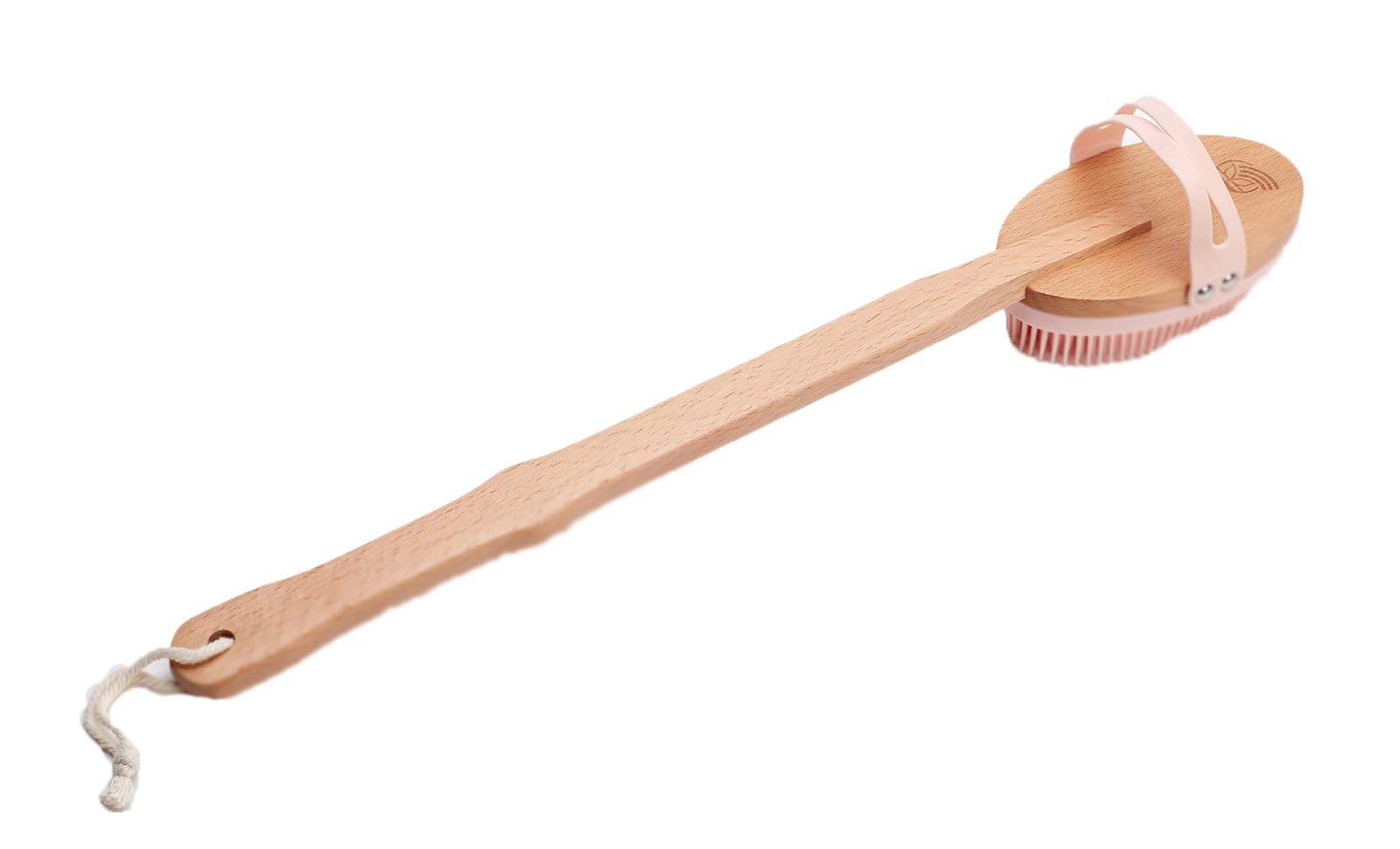 Bodylife Home Long Handle Silicone Back Scrubber For Shower & Bath With Detachable Beechwood Handle Pink