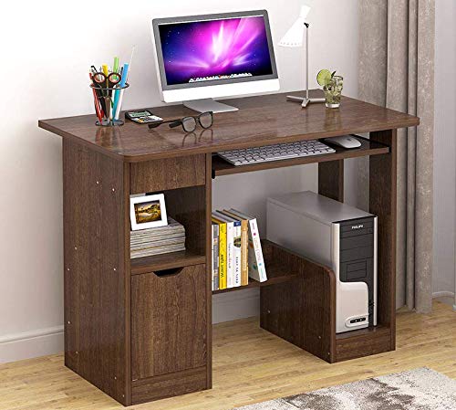 GORVELL Vintage Computer Desk, Home Office PC Laptop Study Writing Workstation Table with Storage Shelves Keyboard Tray,L100x W40x H72cm