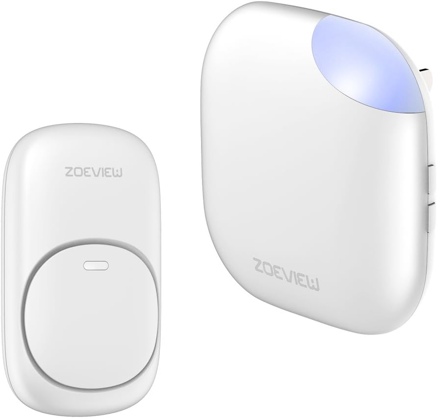 ZOEVIEW Model MN Wireless Doorbell Waterproof Door Chime Kit, 1 Push Button and 1 Plug-in Receiver