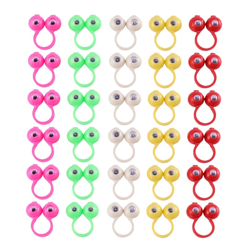 Toddmomy 50pcs Eye Finger Puppets Educational Toys for Safe Eyeball Rings for Creative Play Smooth Surface Finger Toys for Ages and Up Random Styles Included