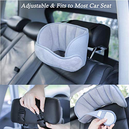 StoHua Baby Car Seat Head Support Band - Child Neck Relief Safe Sleep Positioner Toddler Car Seat Sleep Nap Aid Holder Band, Grey - Thumbnail 4